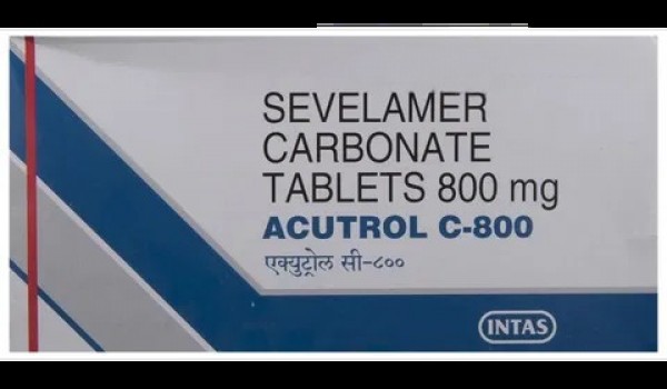 A box of Sevelamer 800mg tablets. 