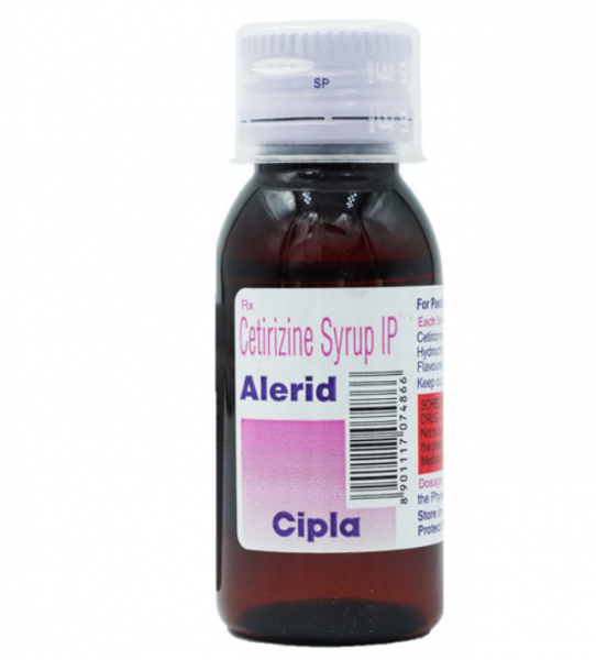 A bottle of generic Cetirizine syrup