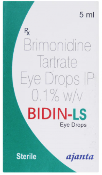 A box and an eye drop bottle of Brimonidine 0.1% 