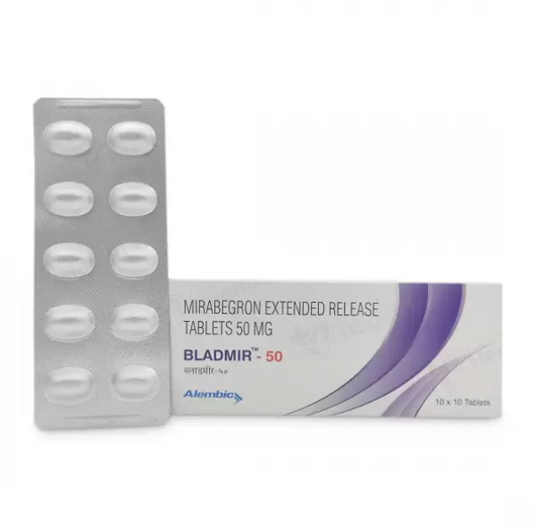 Box pack of generic Mirabegron (50mg) Tablet