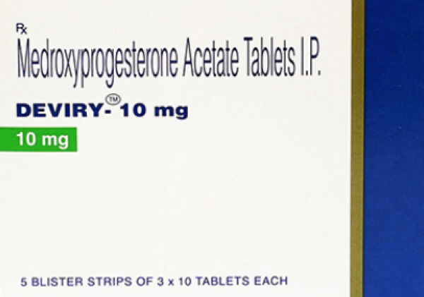 A box of Generic medroxyprogesterone 10mg Pills