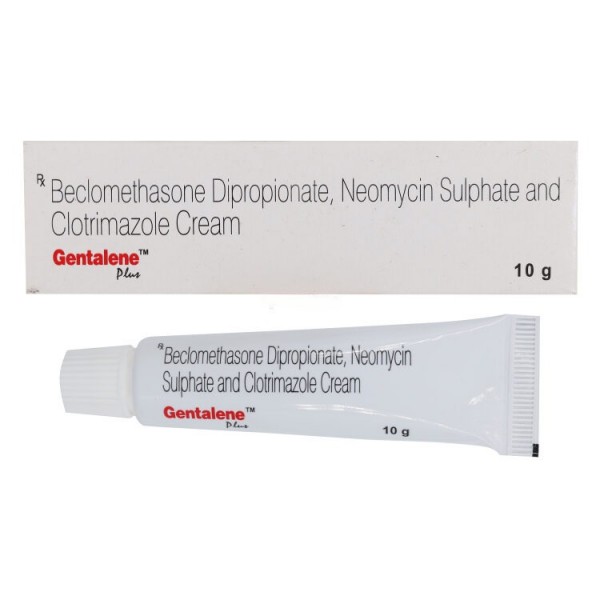 A box and a tube of generic Beclometasone (0.025% w/w) + Neomycin (0.5% w/w) + Clotrimazole (1% w/w) Cream