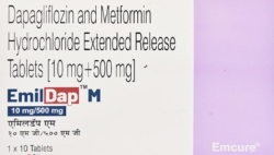 A box of Dapagliflozin 10mg + Metformin 500mg tablets. 