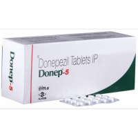 A box and a blister of generic Donepezil HCl 5mg tablets