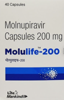 A box and a bottle of Molnupiravir 200mg Capsules