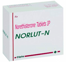 A box of generic Norethisterone (5 mg) Tablet