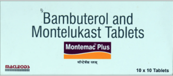 A box of generic Bambuterol (10mg) + Montelukast (10mg) Tablet