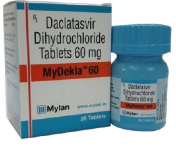 A bottle and a box of Daclatasvir 60mg Tablet