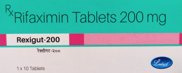 A box of Rifaximin 200mg Tablet