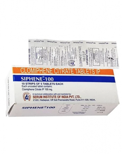 Box and blister strips of generic clomiphene citrate 100mg tablet