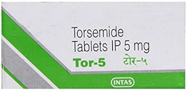 A box of Torsemide 5mg tablets. 