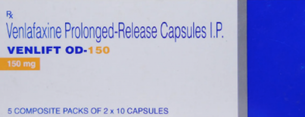 Box of generic Venlafaxine Hydrochloride XR 150mg capsules